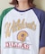 32/-ピーチ起毛 天竺 オゾン加工 ロゴプリント ラグラン Tシャツ