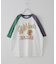 32/-ピーチ起毛 天竺 オゾン加工 ロゴプリント ラグラン Tシャツ