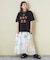 26/-天竺 パウダー加工 裾レイヤード ロゴ Tシャツ