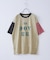 26/-天竺 パウダー加工 裾レイヤード ロゴ Tシャツ