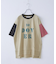 26/-天竺 パウダー加工 裾レイヤード ロゴ Tシャツ