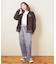 裏起毛 ストレッチ ツイル センター切替 ワイドパンツ