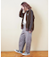 裏起毛 ストレッチ ツイル センター切替 ワイドパンツ