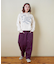 裏起毛 ストレッチ ツイル センター切替 ワイドパンツ