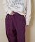 裏起毛 ストレッチ ツイル センター切替 ワイドパンツ