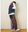 裏起毛 ストレッチ ツイル センター切替 ワイドパンツ