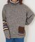 バルキー Ac8本 ミックス ニット ライン入り タートルネック プルオーバー