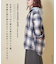 裏ボア チェック フード シャツ