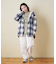 裏ボア チェック フード シャツ