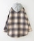 裏ボア チェック フード シャツ