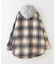 裏ボア チェック フード シャツ