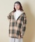 裏ボア チェック フード シャツ