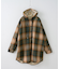 裏ボア チェック フード シャツ