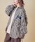 微起毛 チェック デニム使い ビッグシャツ