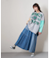 ライトデニム 切替 ギャザースカート