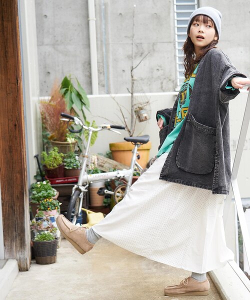 ケミカルウォッシュ Vネック デニム ジャケット｜キューブシュガーの