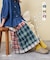 インド 先染め チェック パッチワーク ギャザースカート