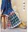 インド 先染め チェック パッチワーク ギャザースカート