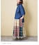 インド 先染め チェック パッチワーク ギャザースカート