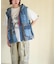 デニム パッチワーク フード ベスト