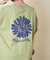 21/-OE天竺 汗染み防止加工 フラワープリント ＆ 刺繍 Tシャツ