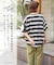 21/-OE天竺 ボーダー / ドット プリント 汗染み防止加工 Tシャツ