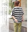 21/-OE天竺 ボーダー / ドット プリント 汗染み防止加工 Tシャツ