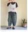 チェック デニム バルーン パンツ