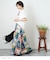 コットン ボイル 総柄 プリント ギャザー スカート