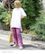 接触冷感 ワッシャー ライン ギャザーパンツ
