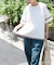 26/-OE天竺 レース 切替 ラグラン プルオーバー Tシャツ