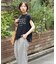 26/-天竺 バック レースアップ ロゴ Tシャツ