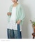 シアー リブ 5分袖 クルーネック カーディガン