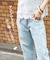 WEB限定 クロス フリンジ ワイド デニム パンツ