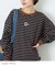 先染め ボーダー ロゴプリント ビッグTシャツ