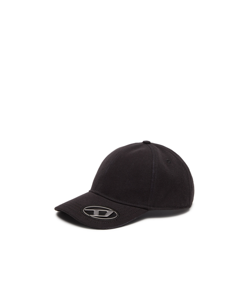 DIESEL キャップ 黒 金属プレート付き DIESEL P5 ディーゼル オーバルDロゴ メタルプレート キャップ