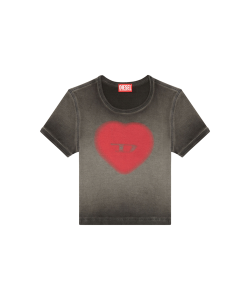 即日発送可　DIESEL ハートプリント Tシャツ 大人気＊ 3色 DIESEL プリント Tシャツ ハート 送料・関税込み