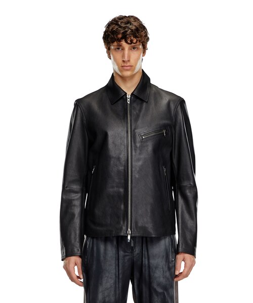 159500円正規店購入ディーゼル L-KORN サイズL グレー DIESEL ディーゼル L-KORN レザージャケット グレー系 S メンズ ジャケット・アウター