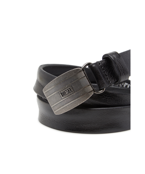 メンズ レザーベルト DIESEL LOGO B-BISCOTTO STRIPED