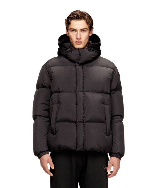 DIESELオリーブグリーン フード付きダウンベスト W-ROLFYS DIESEL◇W-Rolfys-Sl◇フード付き ダウン ベスト ジャケット (DIESEL