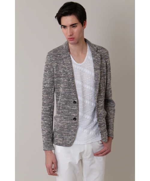 TORNADO MART トラッカージャケット リネン混ファブリック切替 茶 L