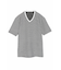 HIGH STREET∴スパイラルボーダーランダムステッチ半袖Vネックカットソー