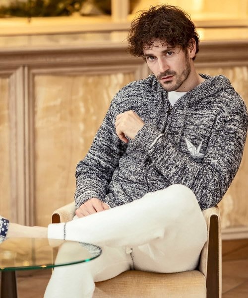 極美品✨1piu1uguale3 RELAX　折り鶴　刺繍　ニットパーカー　XL 1PIU1UGUALE3 RELAX(ウノピゥウノウグァーレトレ リラックス