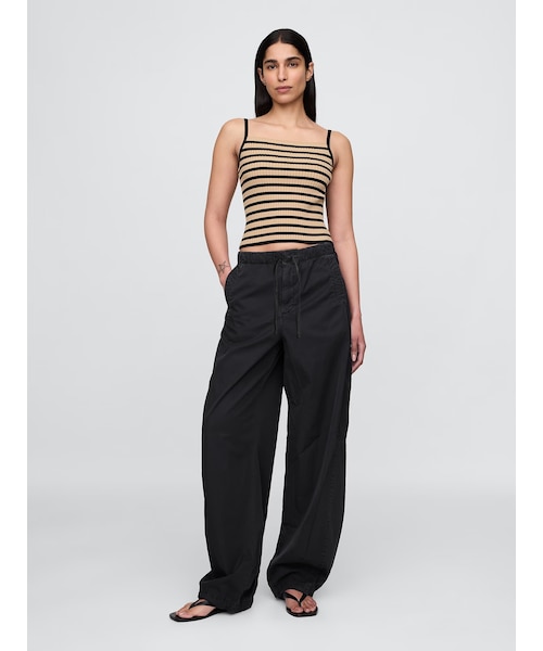 【新品未使用】GAP ミッドライズ バレル パラシュートパンツ ブラック XXS ミッドライズ バレル パラシュートパンツ｜ギャップの通販｜&mall