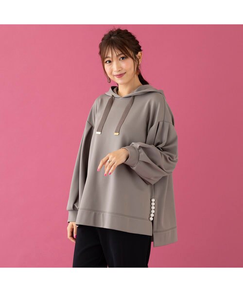 パール付きオーバーサイズパーカー｜ローズティアラの通販｜&mall