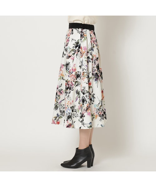 フロッキープリントフレアスカート｜ローズティアラの通販｜&mall