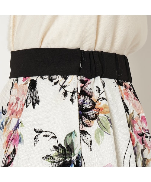 【Rose Tiara】フロッキープリント　フレアスカート　ブラック　サイズ46 フロッキープリントフレアスカート｜ローズティアラの通販｜&mall