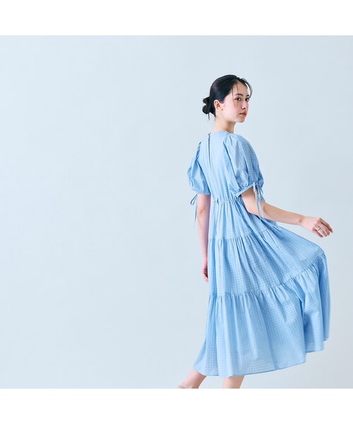 極美品 ローズティアラ 大きいサイズ46 チェック柄ティアードワンピース 4L 極美品 ローズティアラ 大きいサイズ46 チェック柄ティアードワンピース 4L