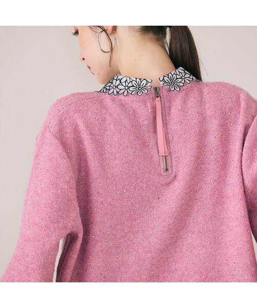 フラワーモチーフ襟付きニット｜ローズティアラの通販｜&mall（アンド