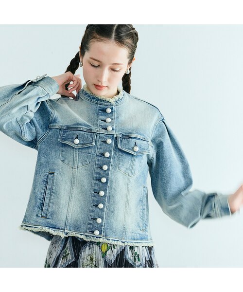 パール釦デニムジャケット｜ローズティアラの通販｜&mall（アンド